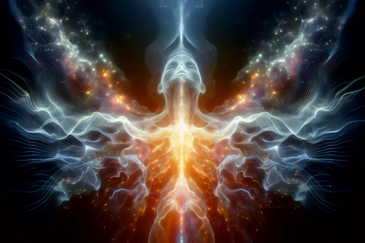 Mind, Body, and Soul Cleansing - an illustration of a man with waves of energy flowing from his body and organs.